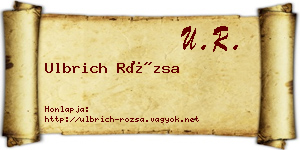 Ulbrich Rózsa névjegykártya